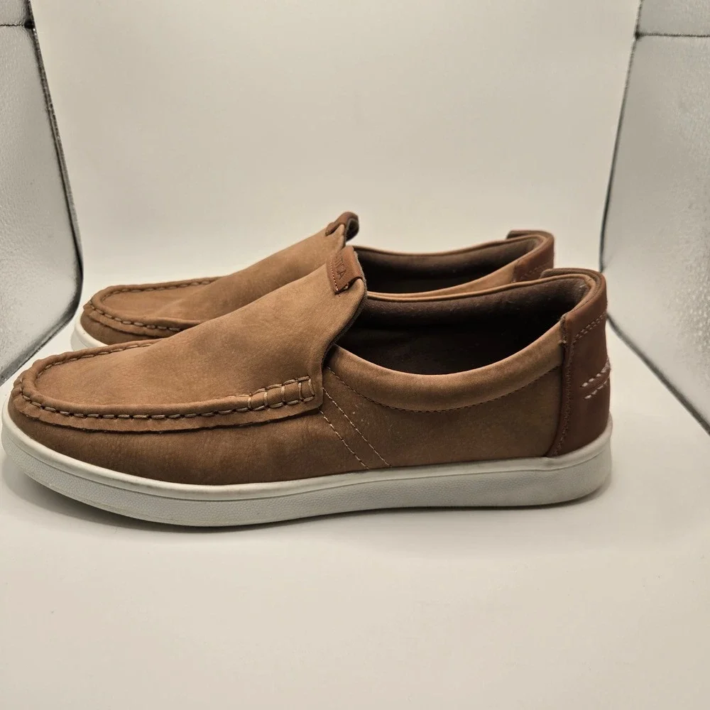 Nautica Derwin Slip On Loafers Mens Size 8 Tan Moc Toe Casual Shoes (S11)